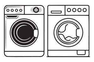 Modern Washing Machines - Simple Line Art Design vector