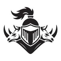 Powerful Rhino-Headed Warrior in Armor Logo vector