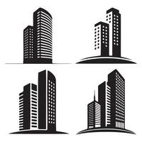 Four Simple Black and White Skyscraper Icons vector
