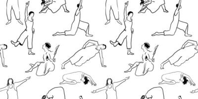 seamless pattern with performers in hand drawn sketch style vector
