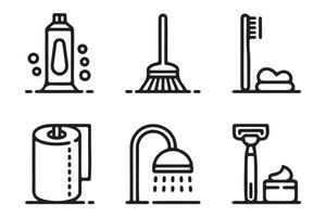 Simple Line Icons Representing Essential Household Items vector