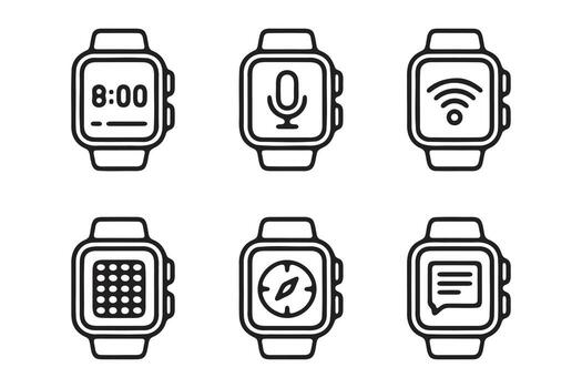 Smartwatch Icons with Different Features vector