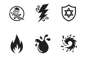Set of Basic Icons Representing Elements of Nature and Protection vector
