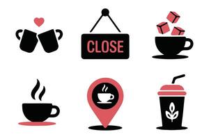 Cafe Closure Icons Set for Restaurant Marketing vector