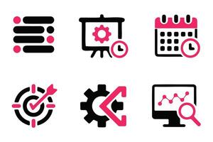 Flat Business Icons Set for Project Management and Productivity vector
