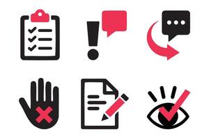 Collection of Flat Design Icons Related to Tasks, Communication, and Validation vector