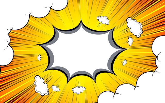 Pop art comic background with clouds.