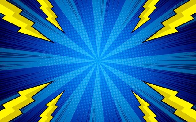 Pop art comic background with lightning flash.
