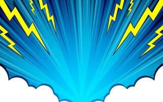 Comic abstract pop art background with thunder and clouds illustration vector