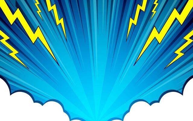Comic abstract pop art background with thunder and clouds illustration