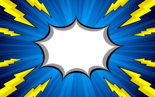 Pop art halftone comic background. Banner with speech bubble. Cartoon superhero print.
