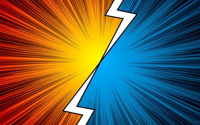 Fight duel versus or confrontation challenge team cartoon comic halftone background, Retro pop art illustration