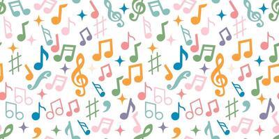 seamless pattern with colored musical notations vector