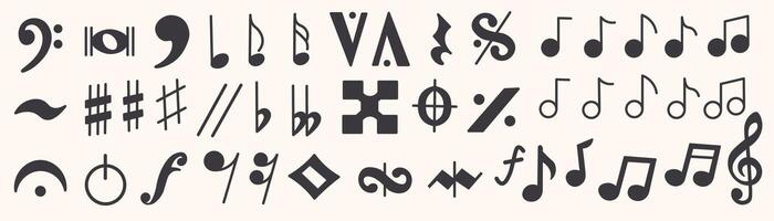 simple black shape set of musical notations vector
