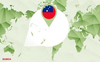 America centric world map with magnified Samoa map. vector