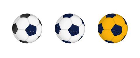 Collection football ball with the Alaska flag. Soccer equipment mockup with flag in three distinct configurations. vector