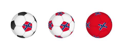 Collection football ball with the Confederate flag. Soccer equipment mockup with flag in three distinct configurations. vector