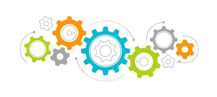 Colorful Interconnected Gears Symbolizing Teamwork vector