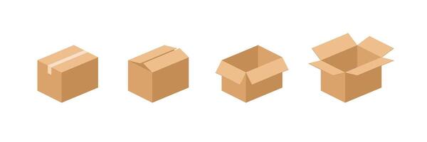 Collection of Cardboard Boxes in Various States vector