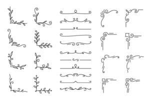 Elegant Decorative Line Art Elements with Editable Stroke vector