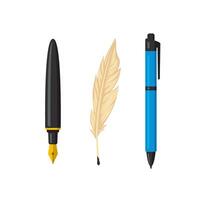 Collection of Writing Instruments. Pen, Quill, and Ballpoint vector