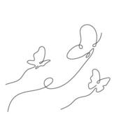 Minimalist Line Art of Butterflies with Editable Stroke vector