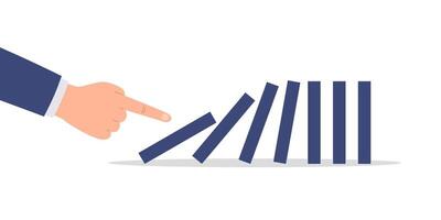 Hand Pointing at Falling Blocks Illustrating Cause and Effect vector