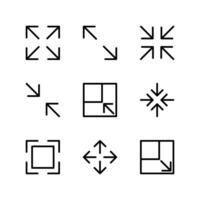 Full screen icon set. Expand icon set. Arrow icons. vector