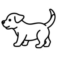 An adorable outline sketch of a puppy happily wagging its tail is seen here vector