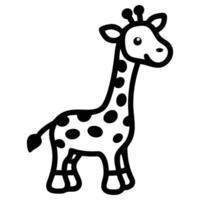 Standing monochrome giraffe displays simplistic charm with its patterned body on a transparent background vector