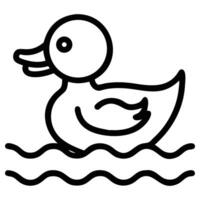 Minimalist black outline of an endearing duck floats peacefully upon the water waves vector