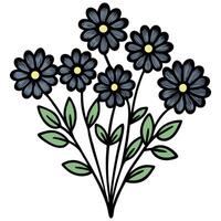 Daisy bouquet with a black outline on a transparent background vector