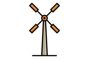 Windmill icon. colored outline icon style. icon related to traditional source of power on farms. agriculture elements illustration vector