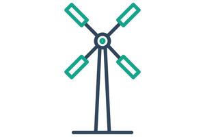 Windmill icon. line icon style. icon related to traditional source of power on farms. agriculture elements illustration vector