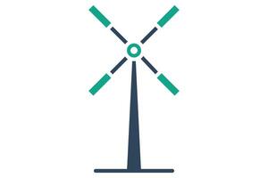 Windmill icon. solid icon style. icon related to traditional source of power on farms. agriculture elements illustration vector