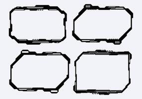 HUD futuristic frame border line lace game streetwear elements pack panel cyber sci-fi, icon cyberpunk interface editable vector
