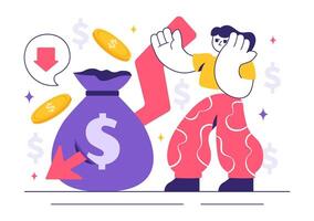 Cost Reduction and Financial Loss Design in Flat Cartoon Style vector