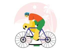 Leisure Bicycle Riding Background with Cartoon Characters on a Trail vector