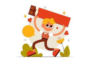 Flat Style of World Chocolate Day Celebration with Cakes and Melting Chocolate on July 7 vector