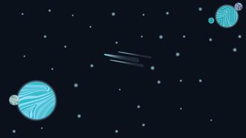 illustration of the blue planet being passed by a group of comets vector
