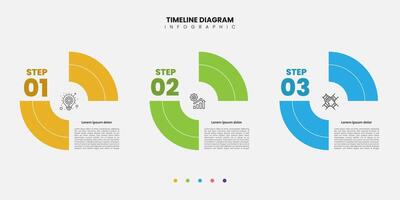 Infographic label design with circle infographic template design and 3 options or steps. Can be used for process. vector