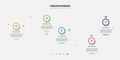 Business road map timeline infographic concept. with icons and 5 options, Corporate milestones graphic elements. workflow layout, diagram, report, vector