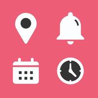 Location, time, calendar and notification icon with soft red background vector