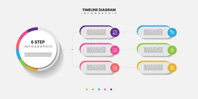 infographic label design with circle infographic template design and 6 options or steps. Can be used for process diagram, presentation, workflow layout, banner, flow chart, info graph. vector
