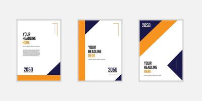 Abstract curve shape on blue and orange color background. Book cover template vector