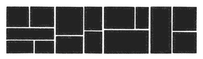 Set of square text boxes with crayon, pastel or chalk texture. Hand drawn illustration. vector