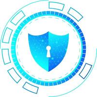 Cyber Security Shield with Digital Lock Icon. Technology Shield for Data Protection and Privacy. Digital Network Security vector