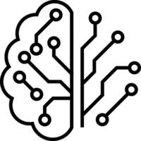 Brain icon with circuit board symbolizing artificial intelligence and technology. Brain and Artificial Intelligence Icon vector