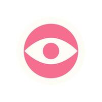 Bold abstract eye element sticker. Geometric circular shape symbolizes perception and vision. Modern flat design, minimalist style, ideal for branding and creative projects. vector