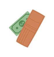 Wallet cash payment. Flat representation of money and bill. Financial concept, graphic style, suitable for business and finance applications. vector